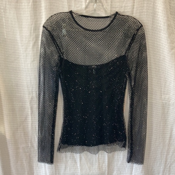 NWT Aqua Crystal Mesh Long Sleeve Top - Picture 8 of 10